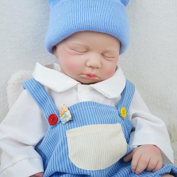 18.9Inch Full Silicone Reborn Baby Doll Ivory Angelic Face Toddler Boy Doll - Picture 5 of 8